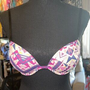 30C Pink Victoria’s Secret Push-Up Bra Geometric Print Women's Bra